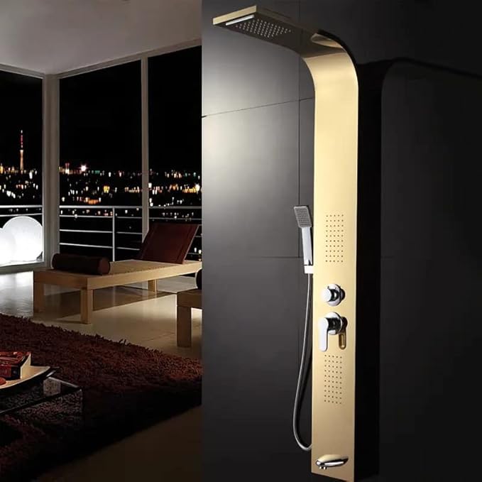 Luxury 5-in-1 Stainless Steel Shower Panel System with Rain Shower & Massage Body Jets