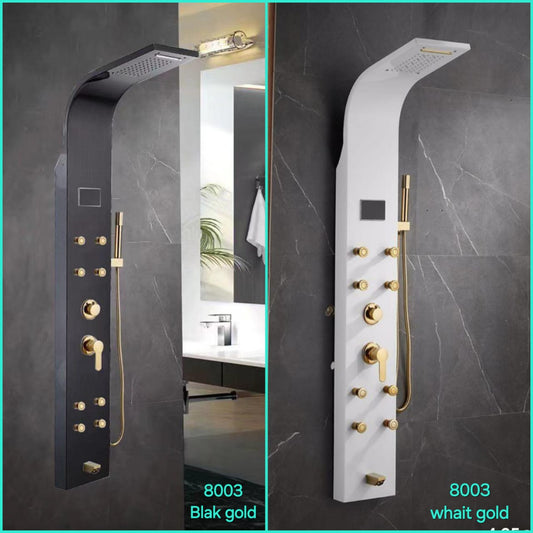 Body jet shower panel 5-in-1 Stainless Steel Shower , Rainfall Head & Body Massage Jets,Premium 304 Stainless Steel Finish
