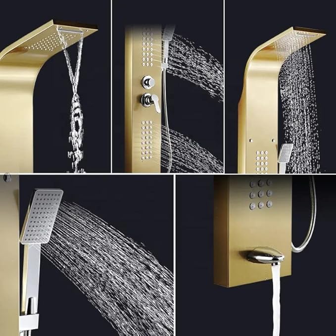 Luxury 5-in-1 Stainless Steel Shower Panel System with Rain Shower & Massage Body Jets