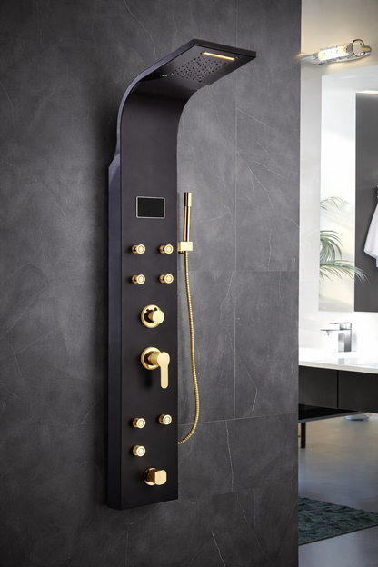 Body jet shower panel 5-in-1 Stainless Steel Shower , Rainfall Head & Body Massage Jets,Premium 304 Stainless Steel Finish