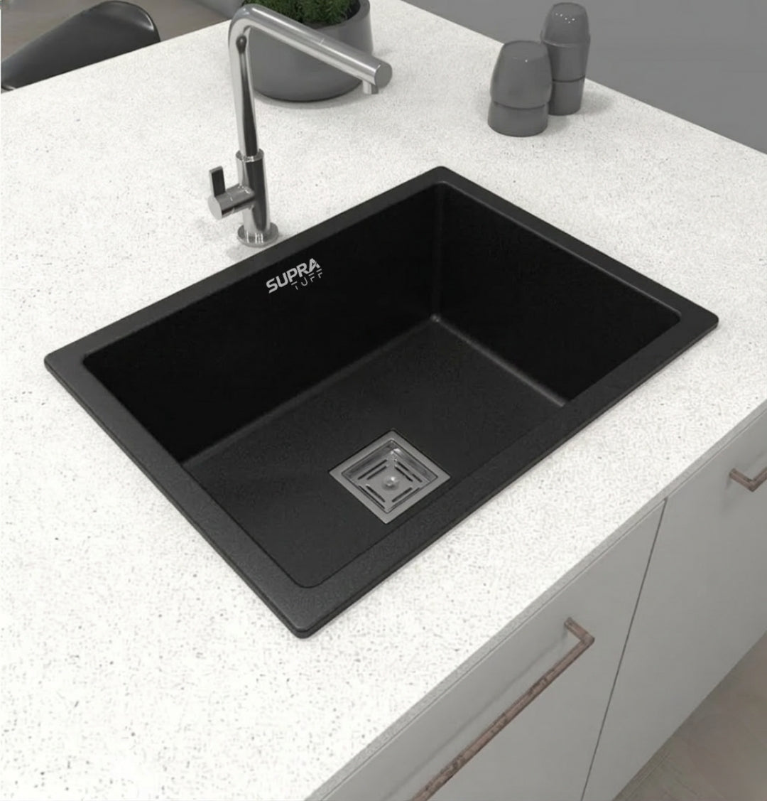Premium Granite Quartz Kitchen Sink | Single Bowl Anti-Scratch & Heat Resistant Sink for Modern Kitchen - High Durability