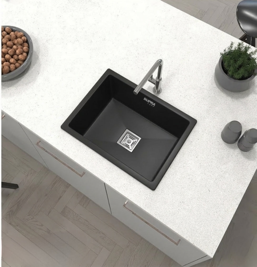 Premium Granite Quartz Kitchen Sink | Single Bowl Anti-Scratch & Heat Resistant Sink for Modern Kitchen - High Durability