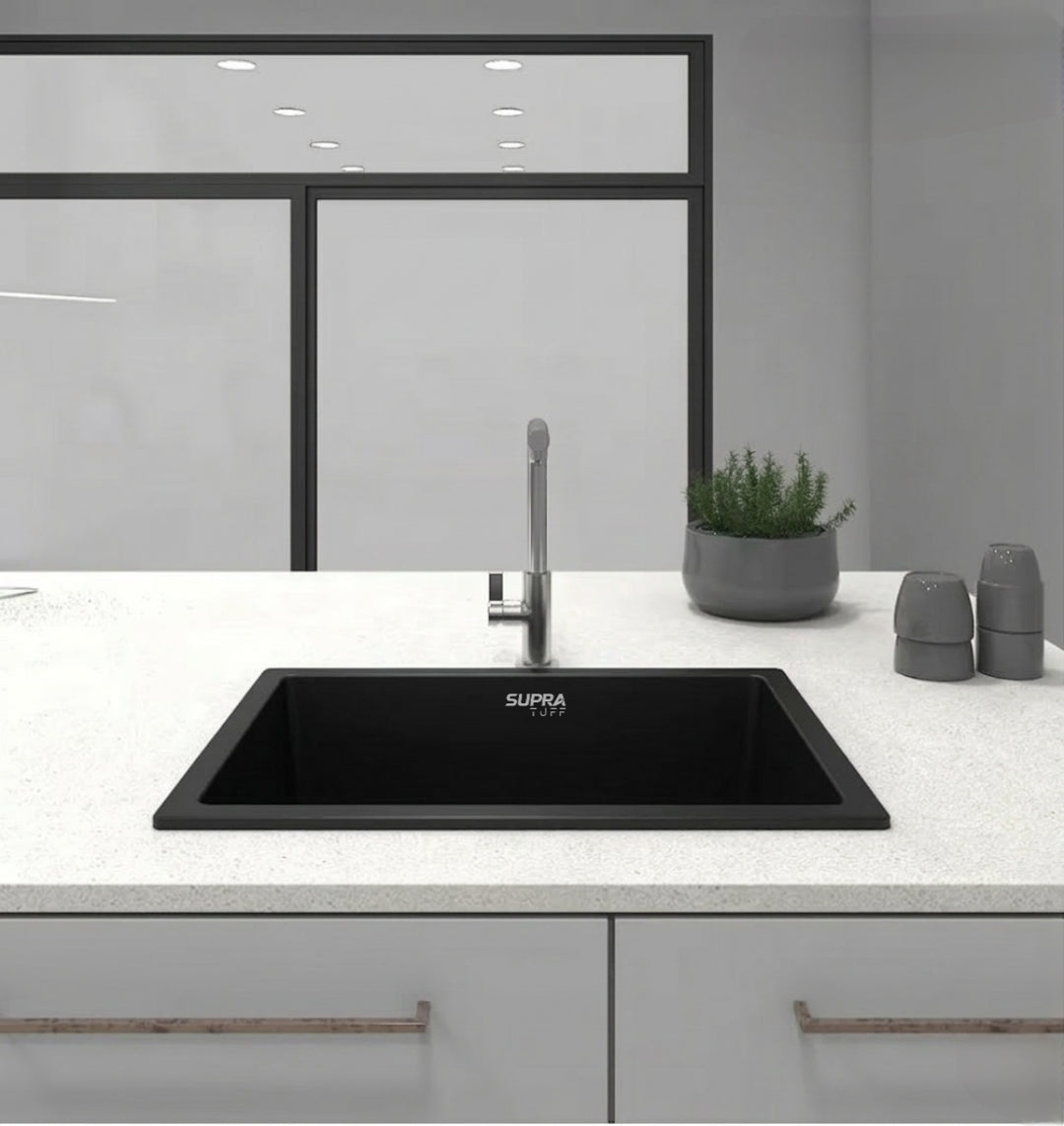 Premium Granite Quartz Kitchen Sink | Single Bowl Anti-Scratch & Heat Resistant Sink for Modern Kitchen - High Durability