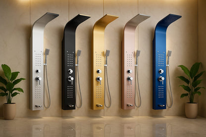Luxury 5-in-1 Stainless Steel Shower Panel System with Rain Shower & Massage Body Jets